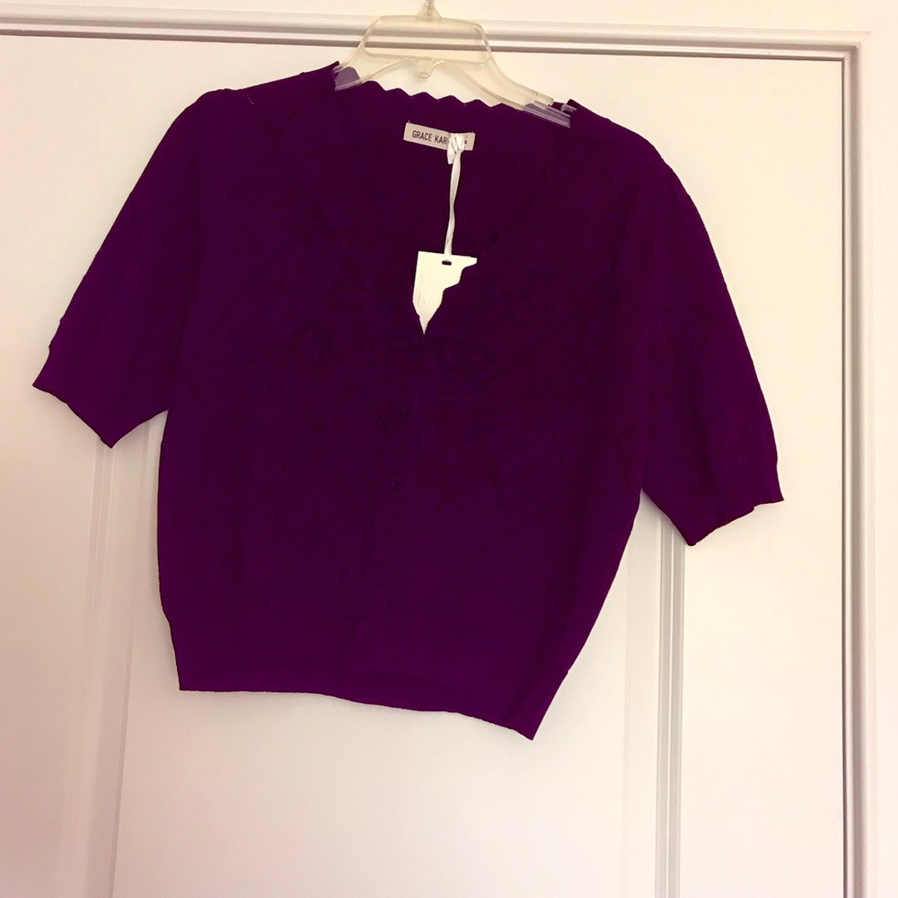 Grace Karin, black, short sleeve, sweater, Medium